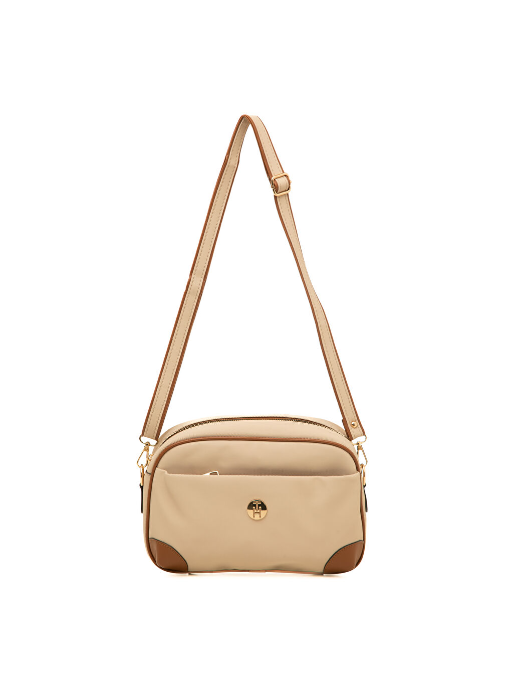 Kahverengi Kadın Çapraz Çanta TH-YK2264 Krem-Taba