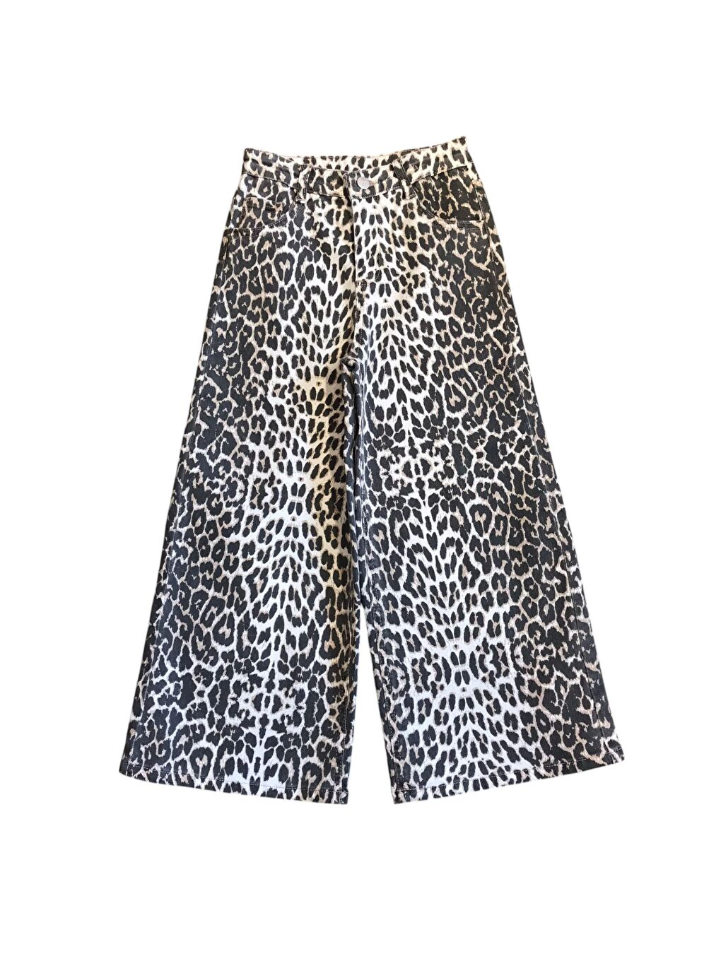 Kahverengi Kız Çocuk Leopar Desenli Jean Pantolon