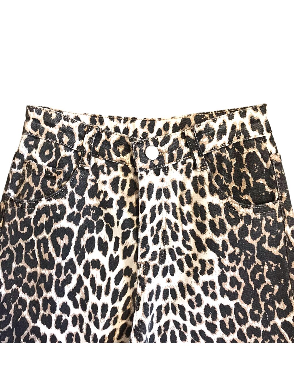 Kahverengi Kız Çocuk Leopar Desenli Jean Pantolon-1