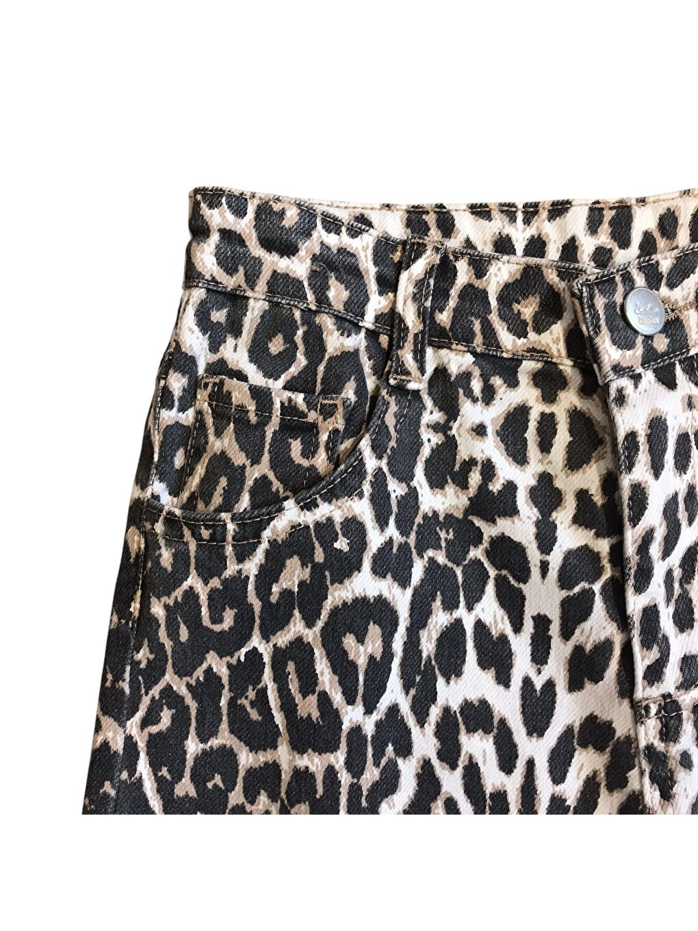 Kahverengi Kız Çocuk Leopar Desenli Jean Pantolon-2