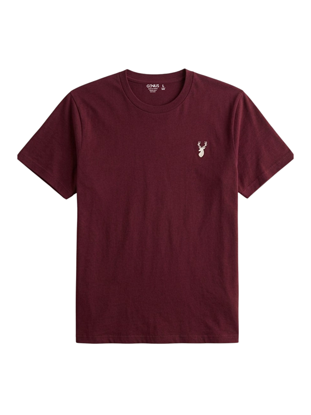 Bordo Erkek Siyah Tişört %100 Pamuk Süprem Basic Tişört Bisiklet Yaka Nakışlı T-shirt ERKEK-NAKIŞLI