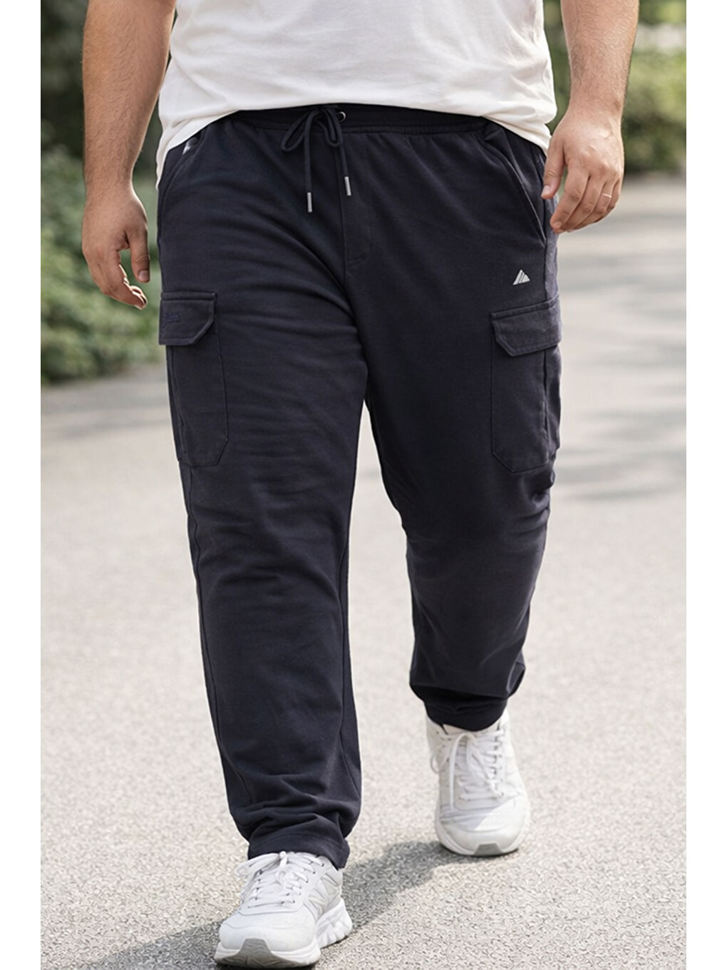 Büyük Beden Erkek Komando Cep Detay Beli Ribana Pamuklu Düz Paça Eşofman Altı 1709 Lacivert