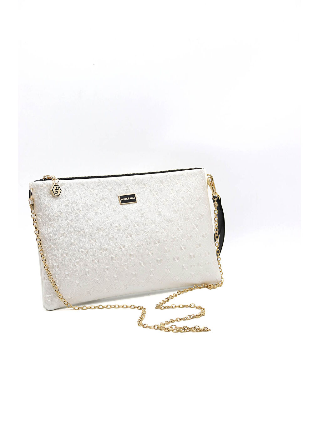 Beyaz Kadın El Çantası 1034-37649 CLUTCH M46 SEDEF-MAT SİYAH-3