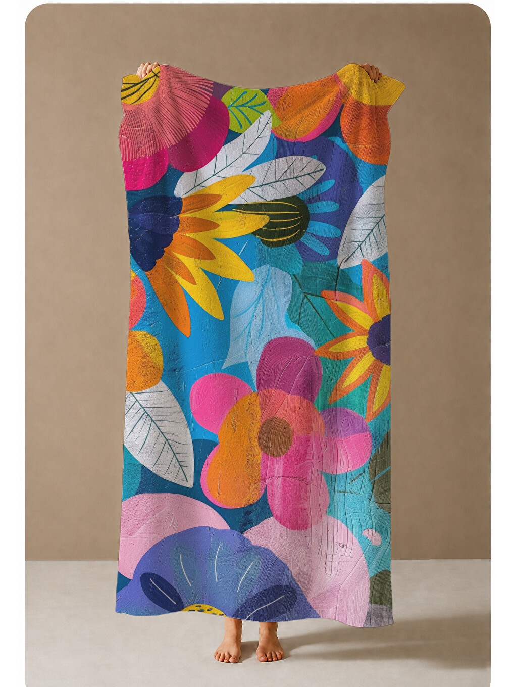 Yeşil Renkli Retro Tropikal Çiçek Desenli 70x150 Cm Dijital Baskılı Plaj Ve Banyo Havlusu-3