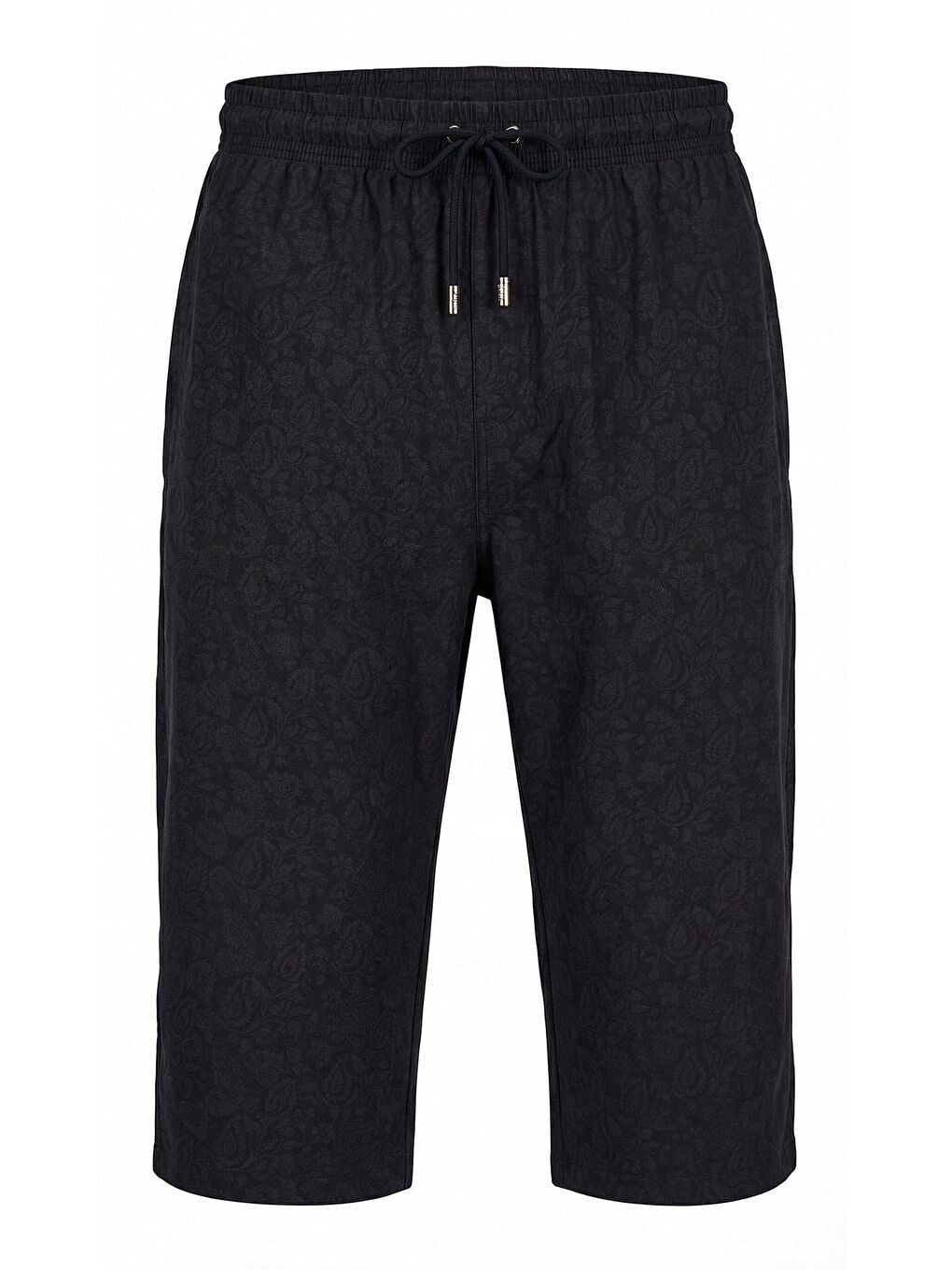 Gri Çiçek Desenli Dokulu Uzun Erkek Havuz Ve Deniz Şortu 6014