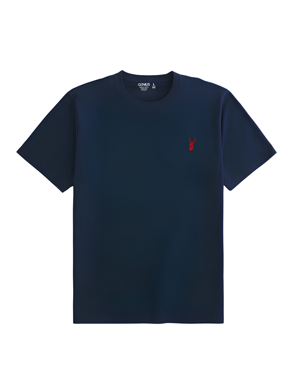 Lacivert Erkek Siyah Tişört %100 Pamuk Süprem Basic Tişört Bisiklet Yaka Nakışlı T-shirt ERKEK-NAKIŞLI
