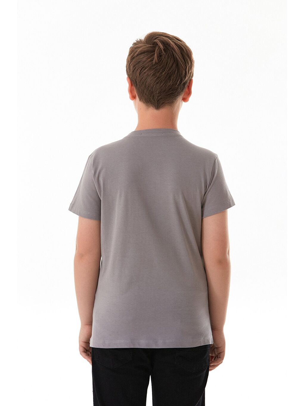 Gri %100 Pamuk Waves Sunset Baskılı Erkek Çocuk Tişört-3