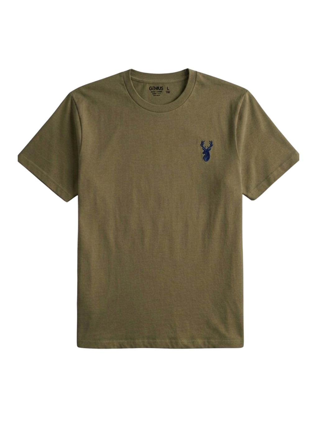 Haki Erkek Siyah Tişört %100 Pamuk Süprem Basic Tişört Bisiklet Yaka Nakışlı T-shirt ERKEK-NAKIŞLI