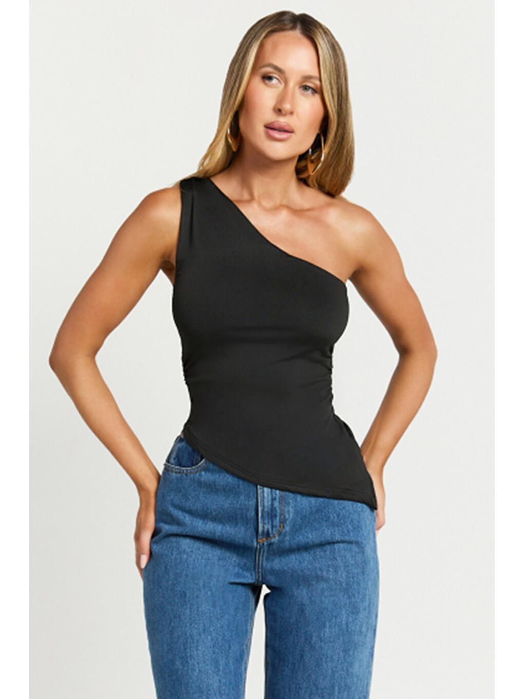 Siyah Tek Omuzlu Basic Kadın Body Mg2498-1