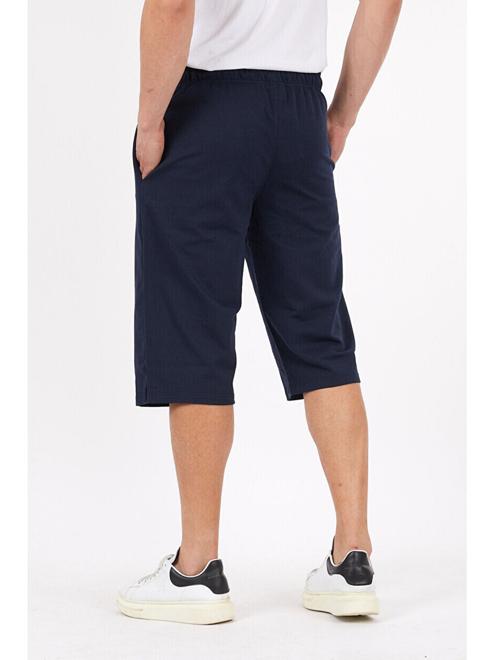 Lacivert Erkek New York Baskılı Uzun Slim Fit Kalıp Şort SPR25SR086-1