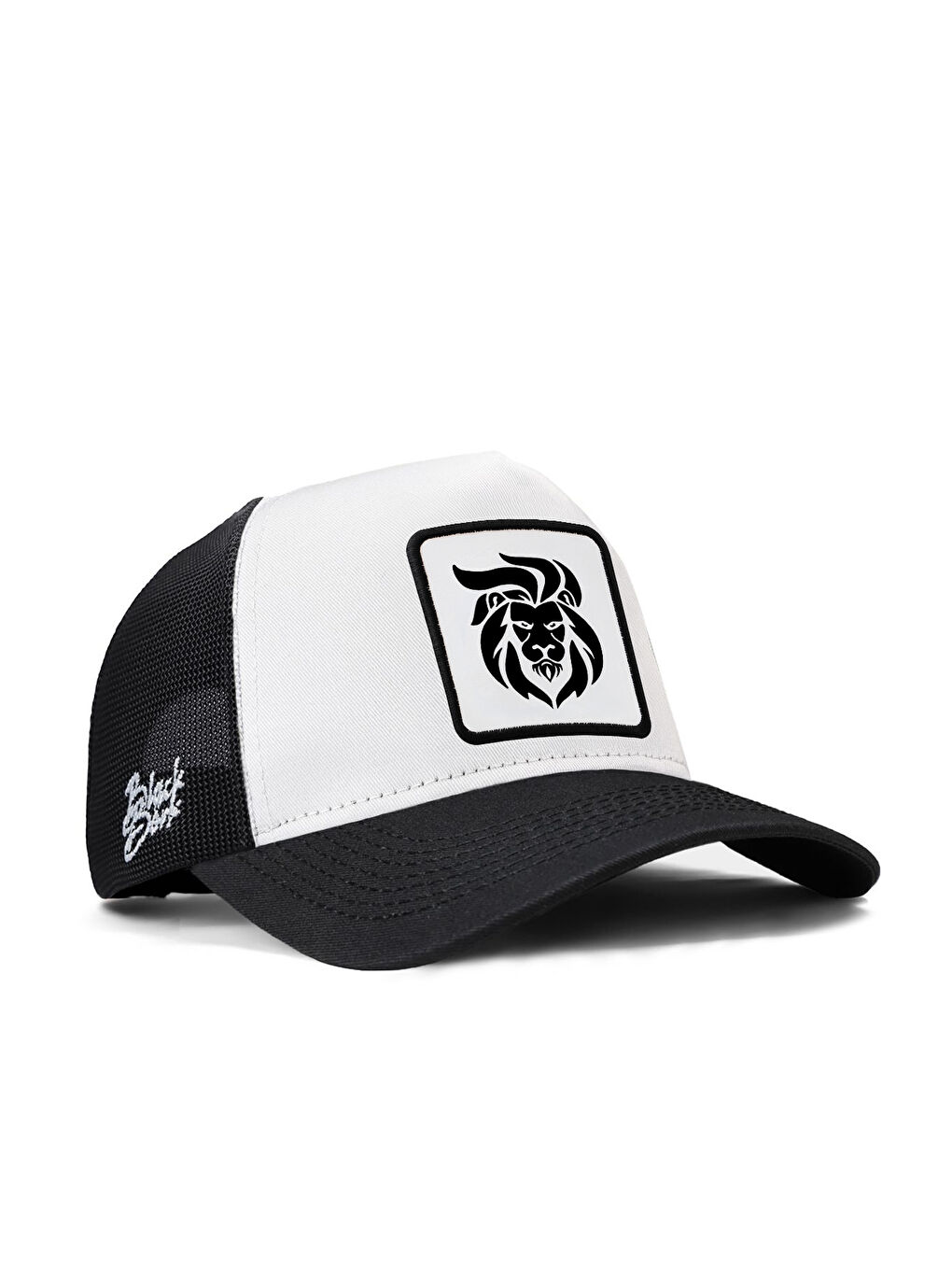 Aslan Logolu Siyah-Beyaz Trucker Şapka