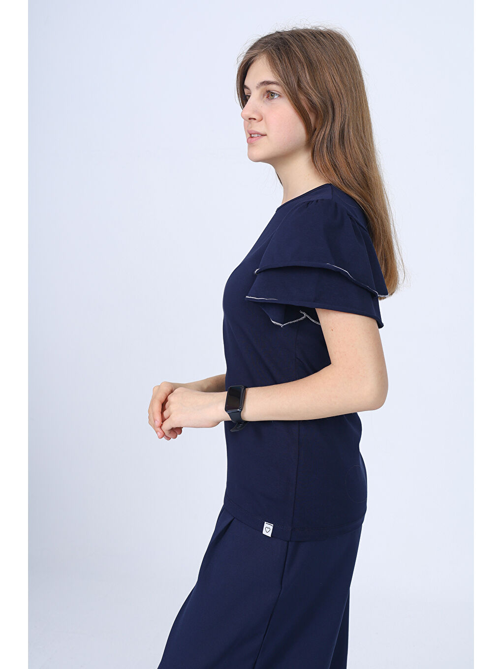 Lacivert Kız Çocuk Okul Tişört-1