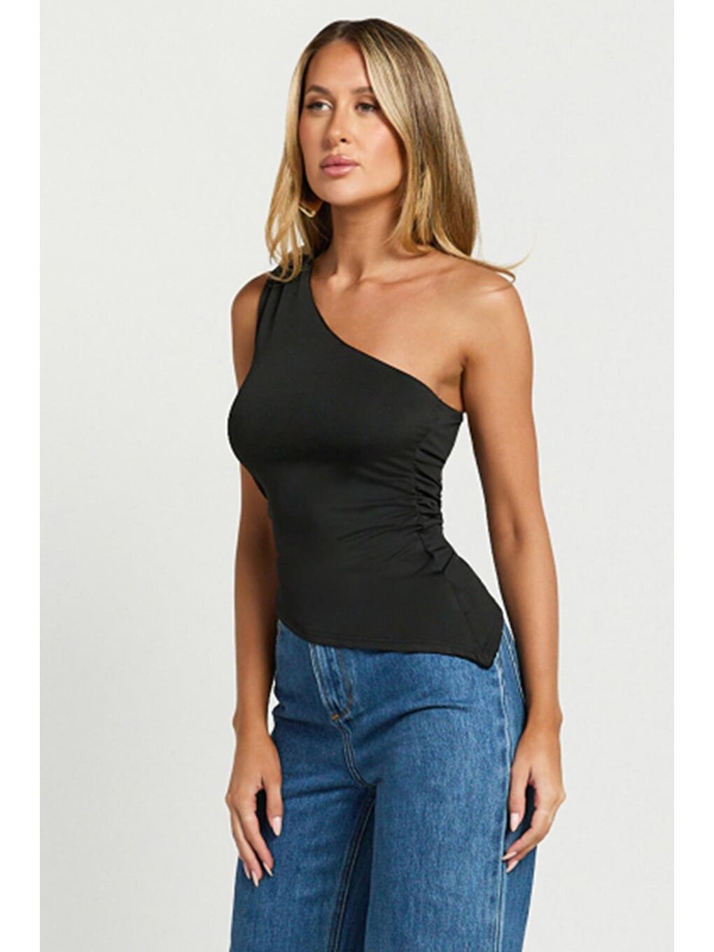 Siyah Tek Omuzlu Basic Kadın Body Mg2498-2