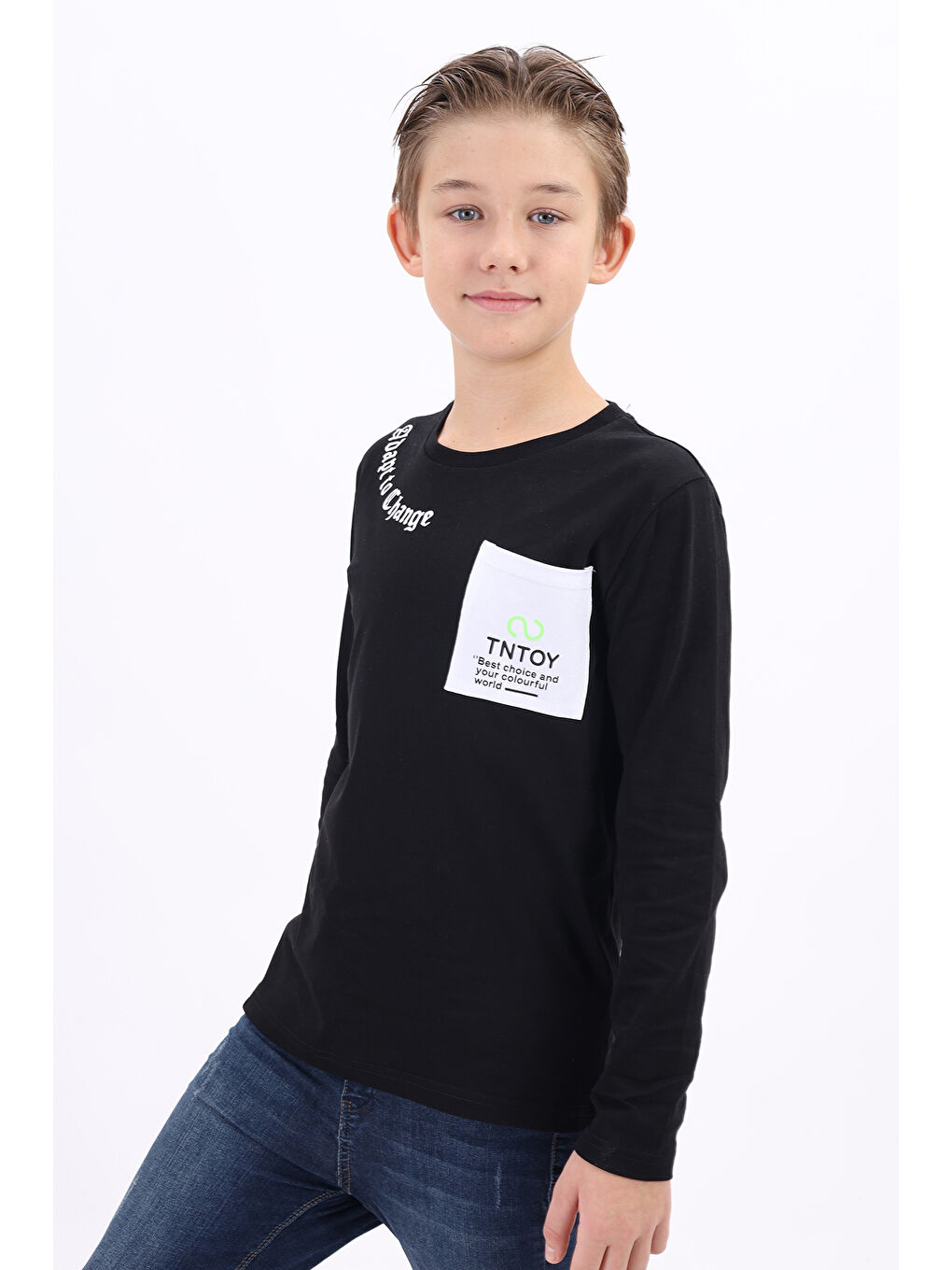 Siyah Erkek Çocuk Baskılı Tişört-1