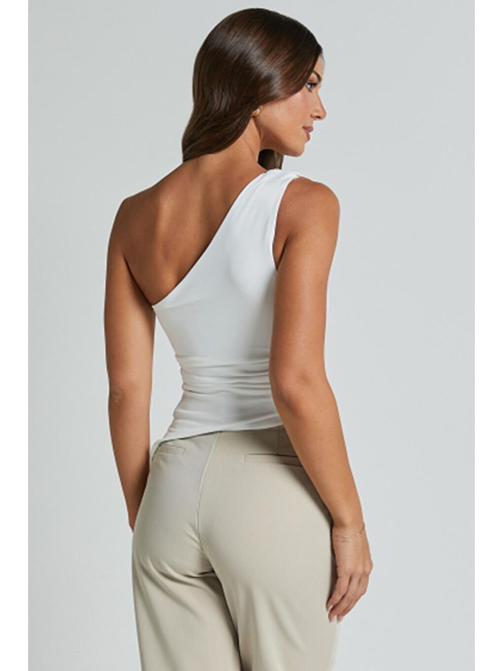 Beyaz Tek Omuzlu Basic Kadın Body Mg2498-4