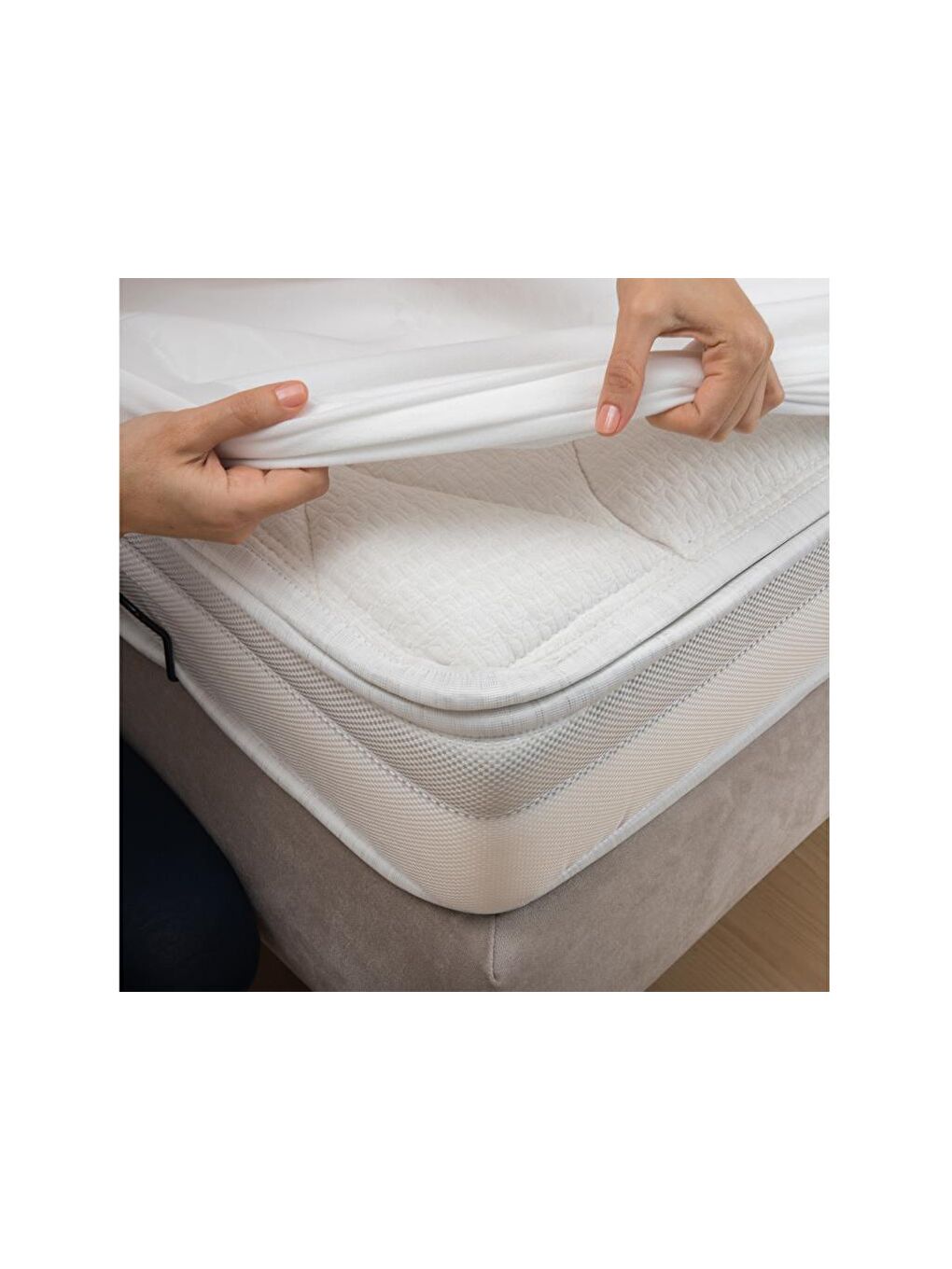 Beyaz Micro Sıvı Geçirmez Fitted 90x190 Cm Tek Kişilik Alez-3