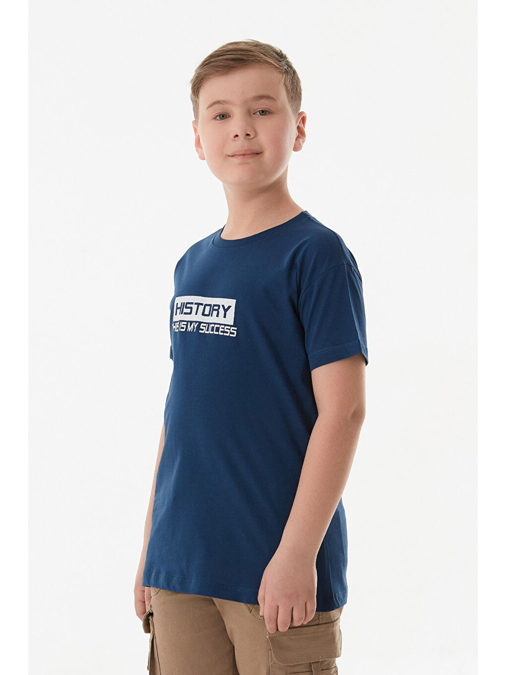 İndigo History Yazı Baskılı Erkek Çocuk Tişört-1