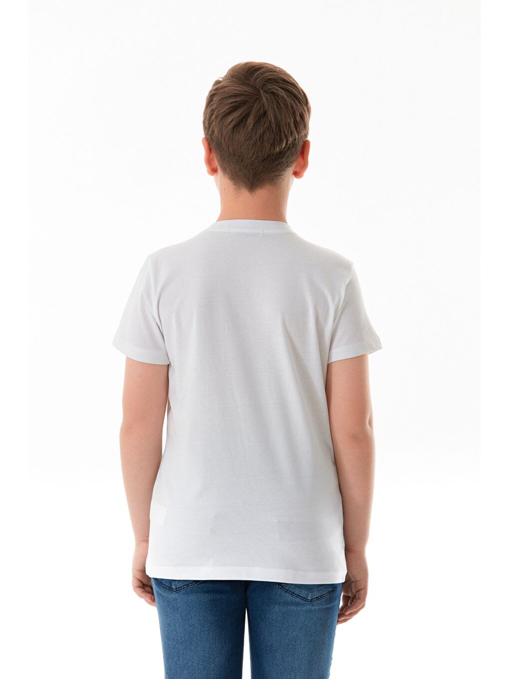 Beyaz %100 Pamuk Yazı Baskılı Erkek Çocuk Tişört-3
