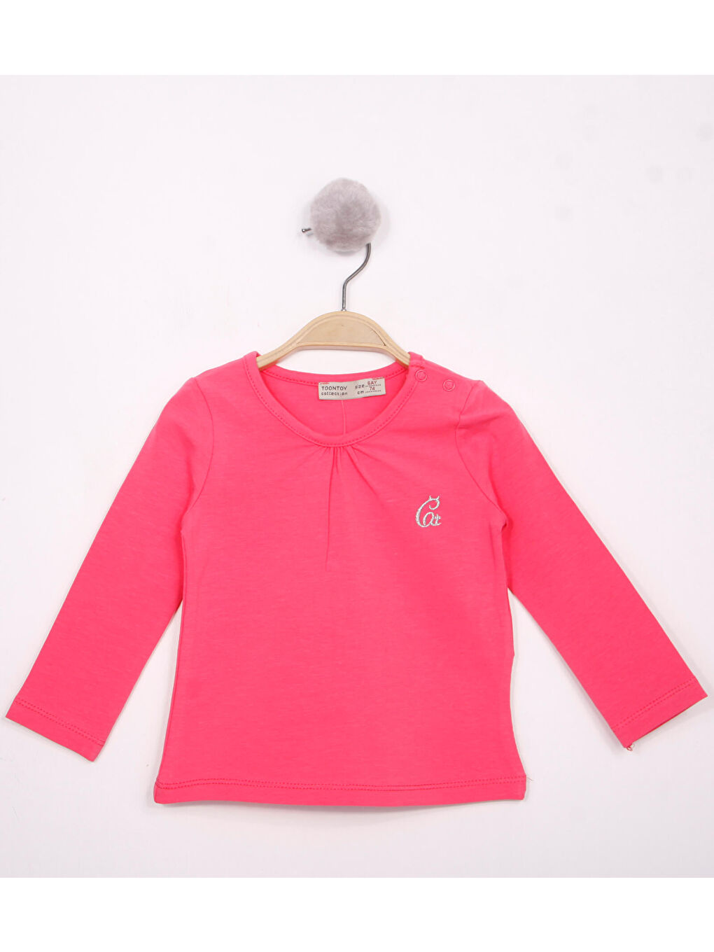 Fuşya Kız Bebek Göğsü Nakışlı T-Shirt