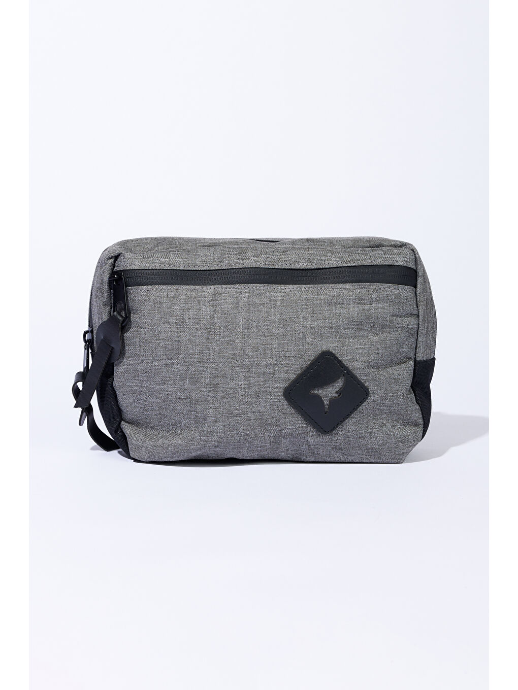 Erkek Gri-Siyah Fermuarlı Bel Çantası