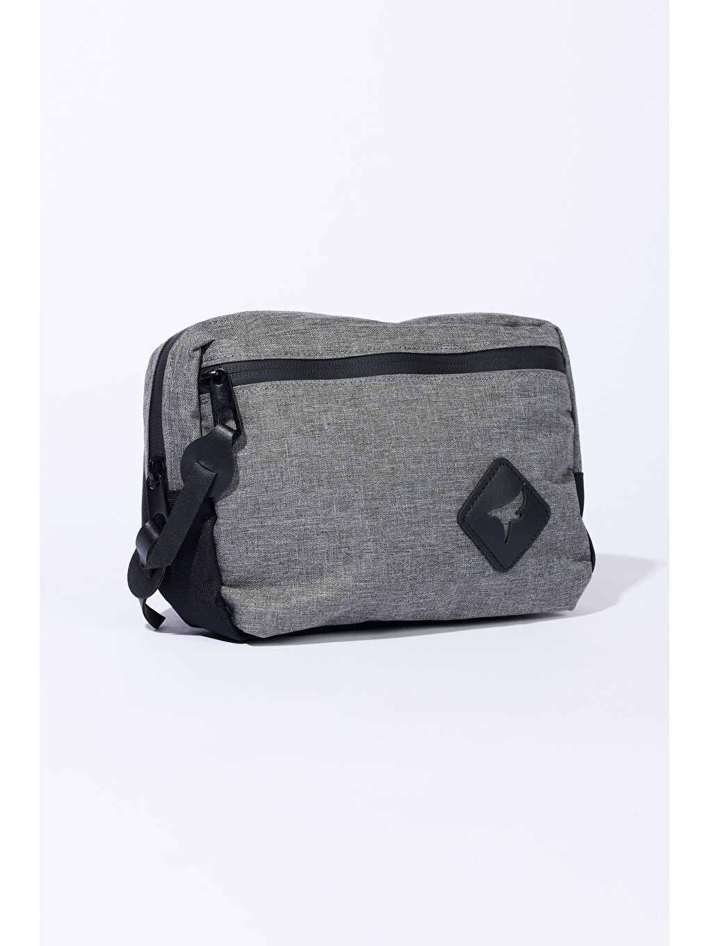 Erkek Gri-Siyah Fermuarlı Bel Çantası-1
