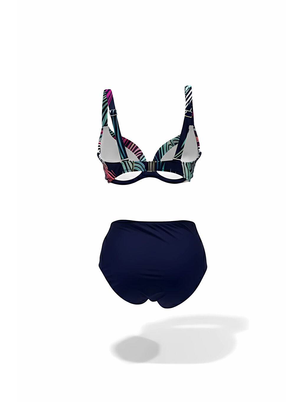 Kadın Lacivert Çok Renkli Büyük Beden Astarlı Bikini Takım HZL25S-LC21202-1