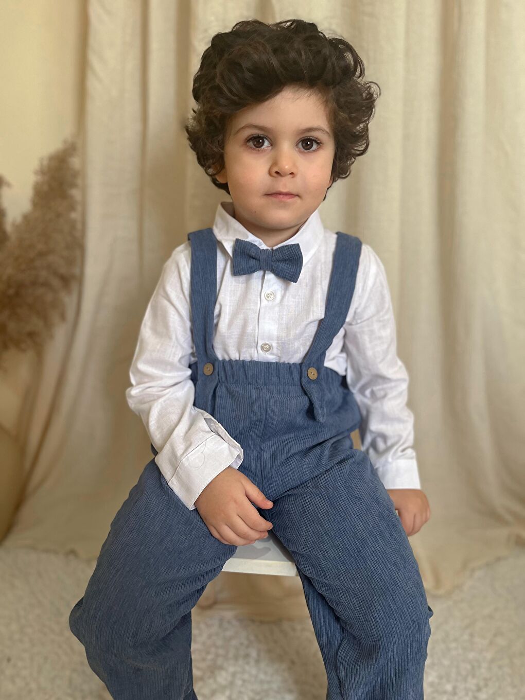 İndigo Papyonlu Fitilli Üçlü Takım-2