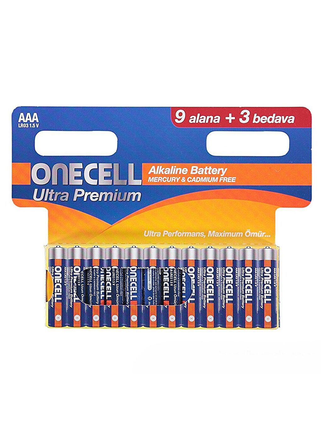 Onecell Karışık Ultra Premium Alkalin AAA Boy Pil 9+3