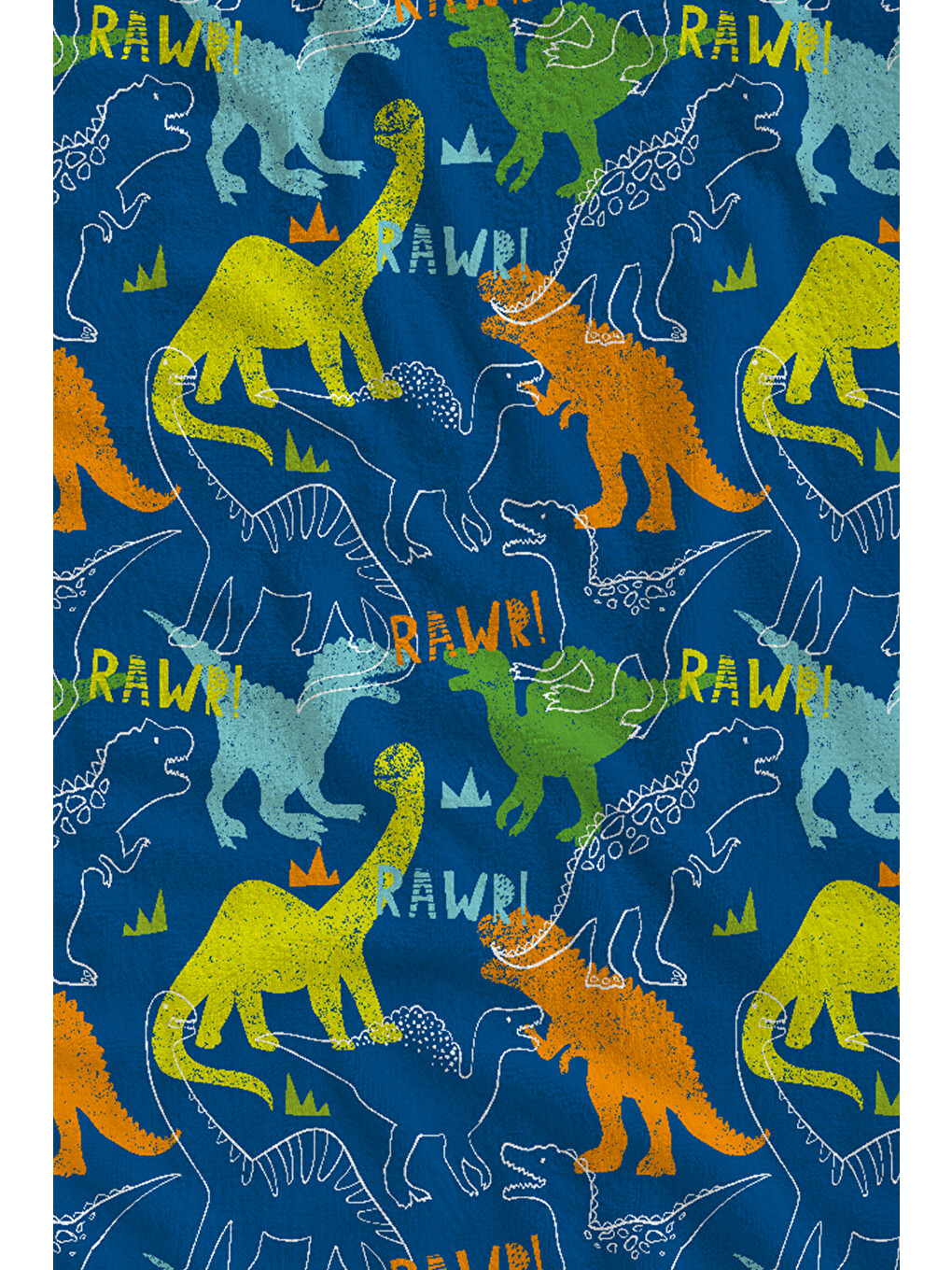 Mavi Zemin Renkli Dinozor Desenli 70x150 Cm Dijital Baskılı Plaj Ve Banyo Havlusu-1