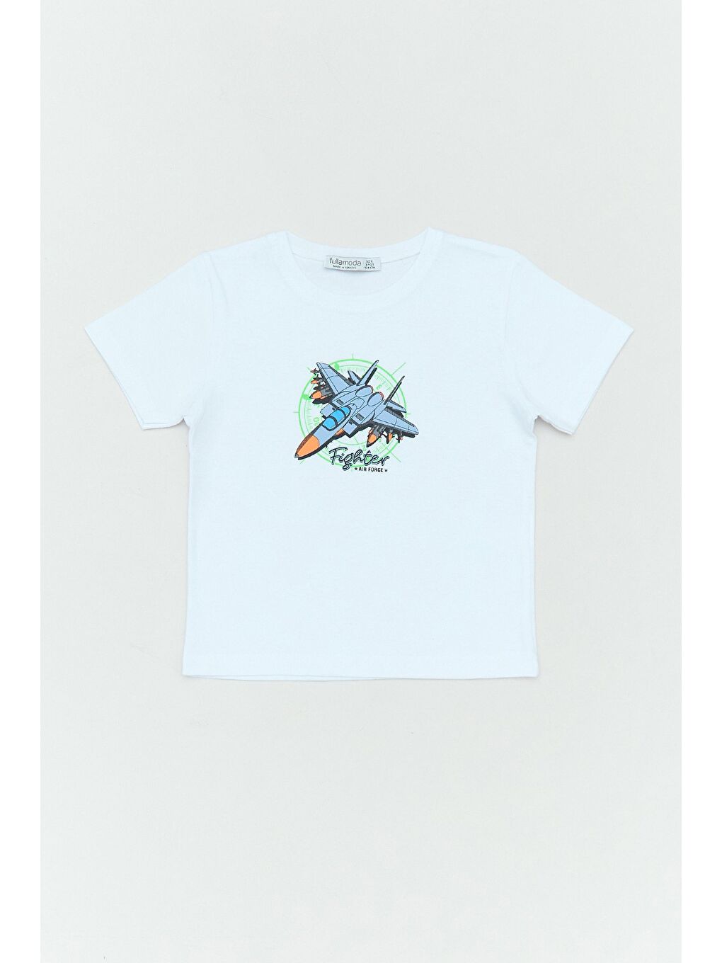 Beyaz %100 Pamuk Uzay Mekiği Baskılı Bisiklet Yaka Erkek Çocuk Tişört