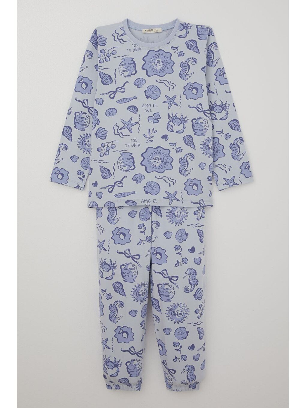 Kız Çocuk Pijama Takımı Güneşli Deniz Masalı Açık Mavi (4-6 Yaş)