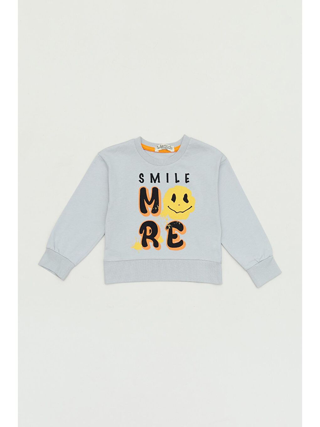 Gri Baskılı Bisiklet Yaka Erkek Çocuk Sweatshirt