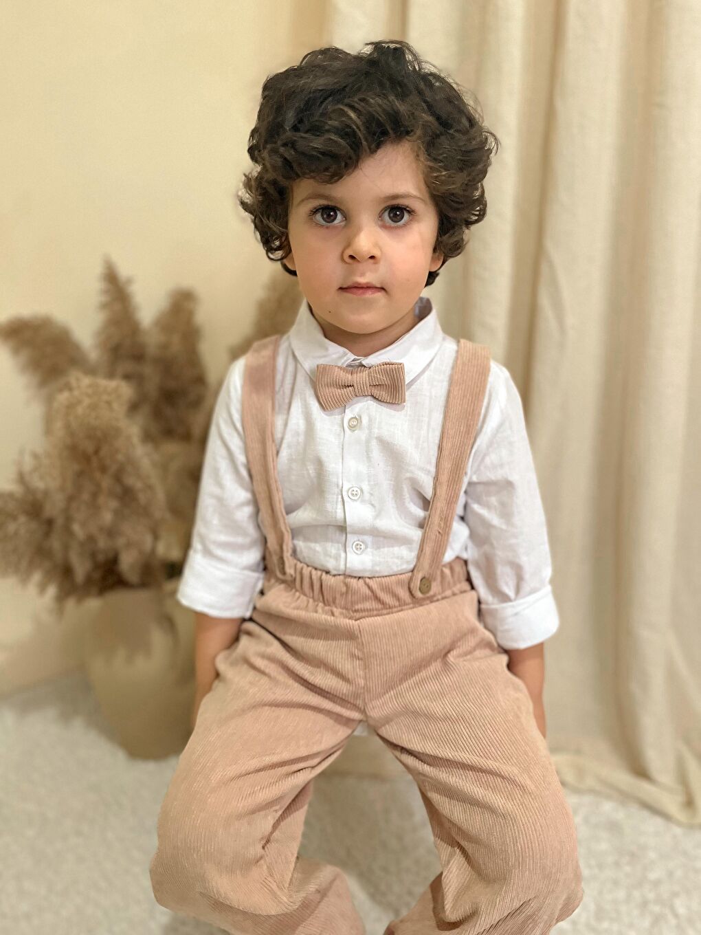 Bej Papyonlu Fitilli Üçlü Takım