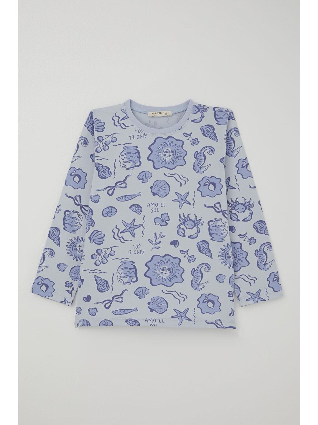 Kız Çocuk Pijama Takımı Güneşli Deniz Masalı Açık Mavi (4-6 Yaş)-1