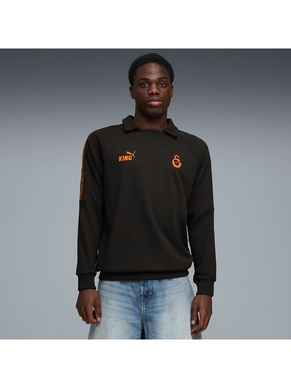Siyah GALATASARAY KING Erkek Polo Yaka SWEATSHIRT-6