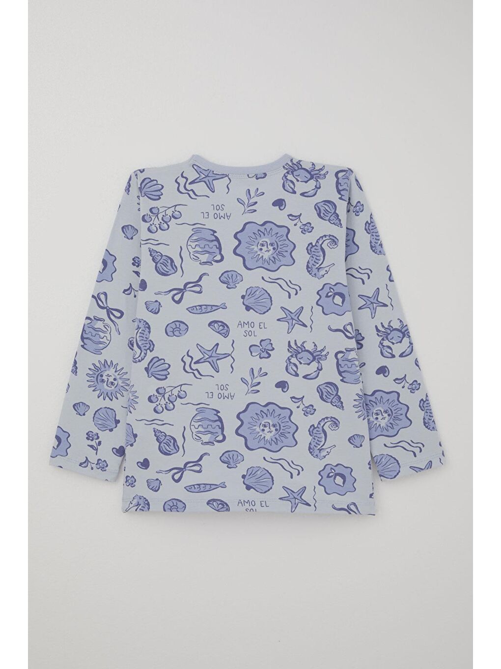 Kız Çocuk Pijama Takımı Güneşli Deniz Masalı Açık Mavi (4-6 Yaş)-3