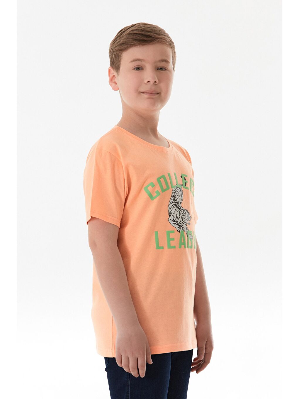 Turuncu College Ve Kaplan Baskılı Erkek Çocuk Tişört-4