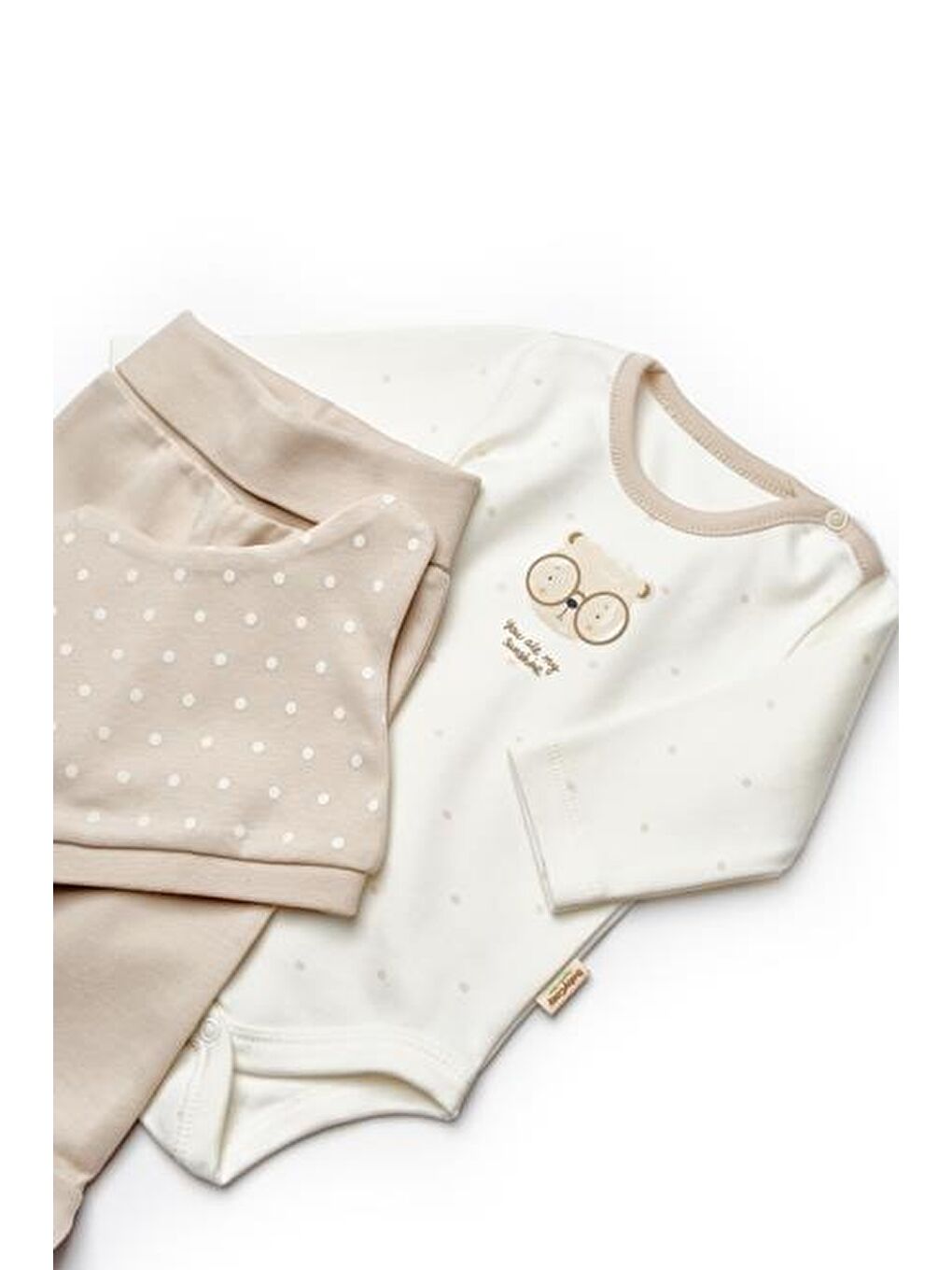 Ekru Bebek Keseli 4'lü Takım Set %100 Organik Pamuk - Yenidoğan Serisi - CSY8134-9