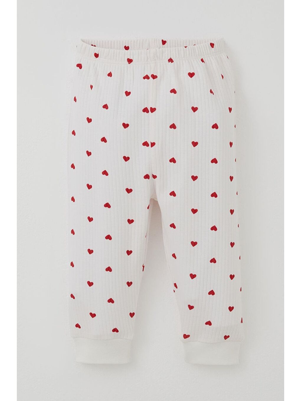 Kız Bebek Pijma Takımı Kalp Desenli Önden Çıtçıtlı Ekru (4 Ay-1 Yaş)-2