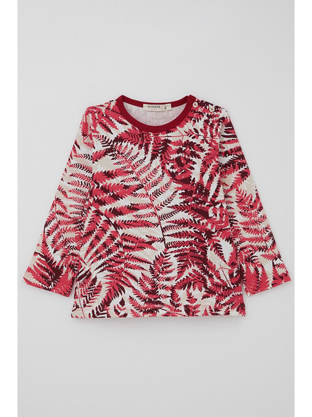Kırmızı Kız Bebek Pijama Takımı Orman Temalı Yaprak Desenli Vişne Çürüğü (9 Ay-3 Yaş)-1
