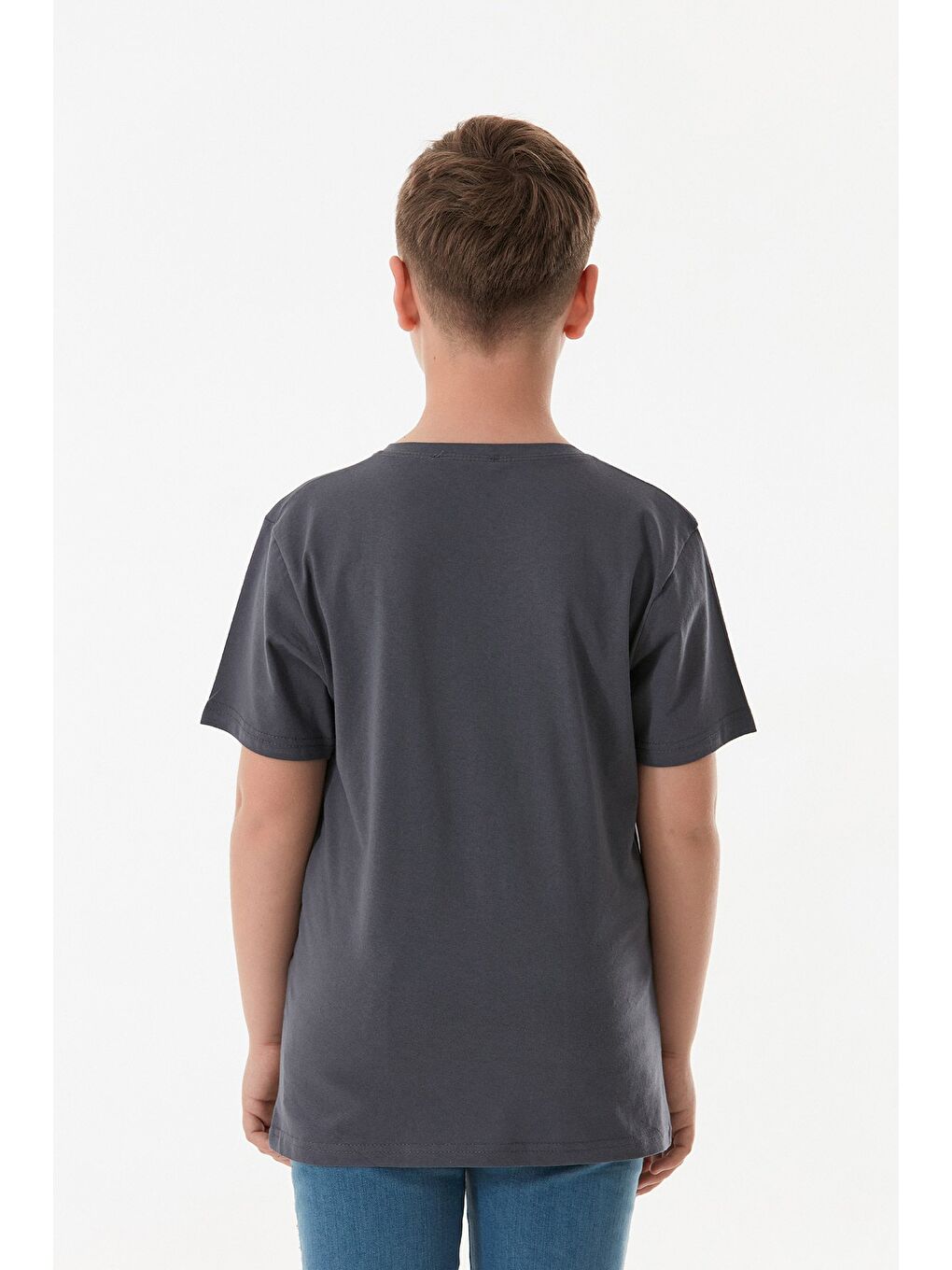 Antrasit College Ve Kaplan Baskılı Erkek Çocuk Tişört-2