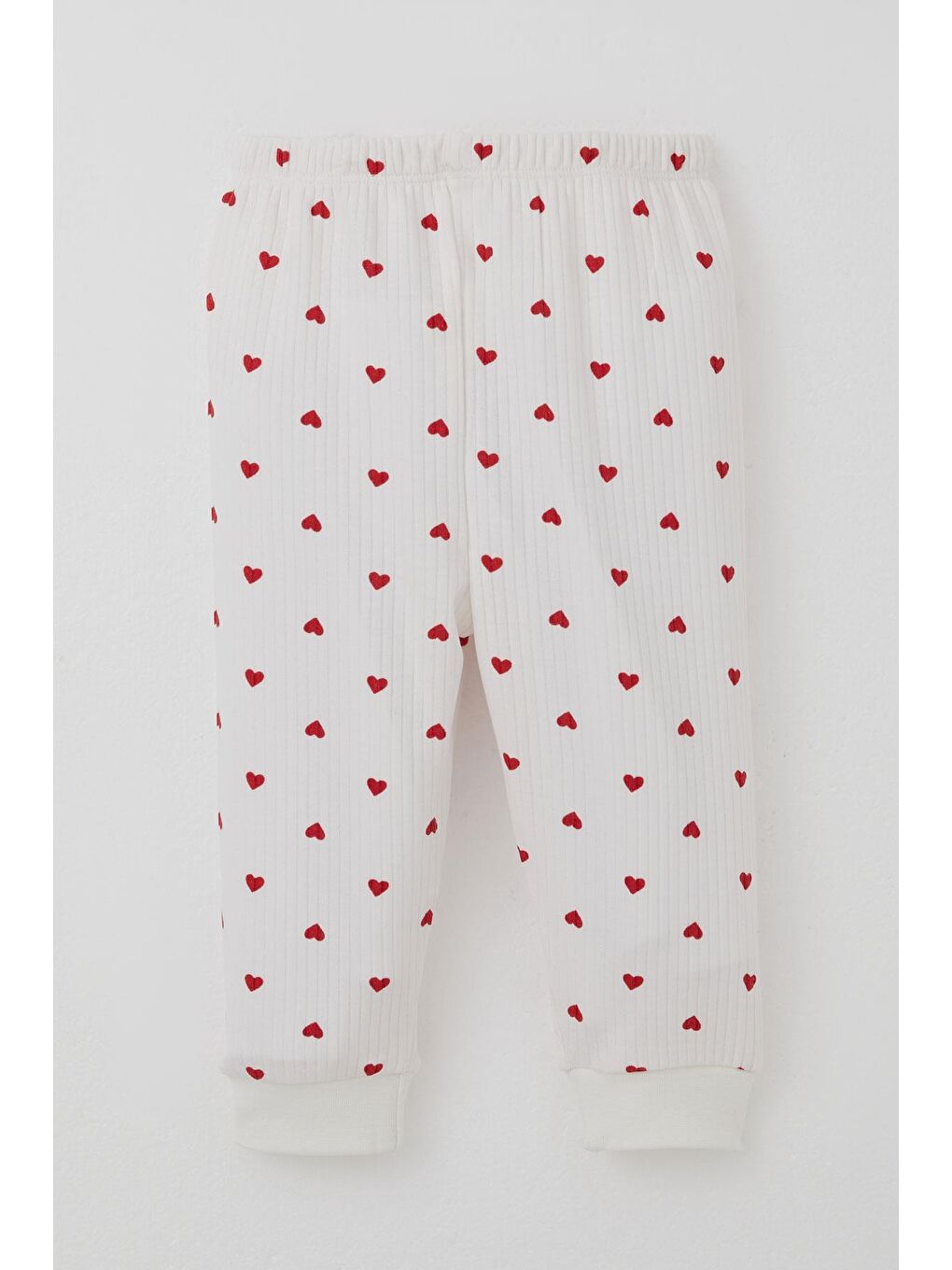 Kız Bebek Pijma Takımı Kalp Desenli Önden Çıtçıtlı Ekru (4 Ay-1 Yaş)-4