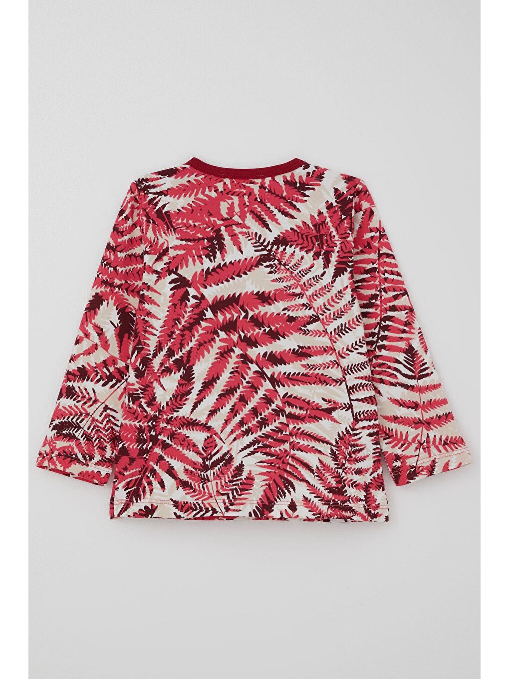 Kırmızı Kız Bebek Pijama Takımı Orman Temalı Yaprak Desenli Vişne Çürüğü (9 Ay-3 Yaş)-3