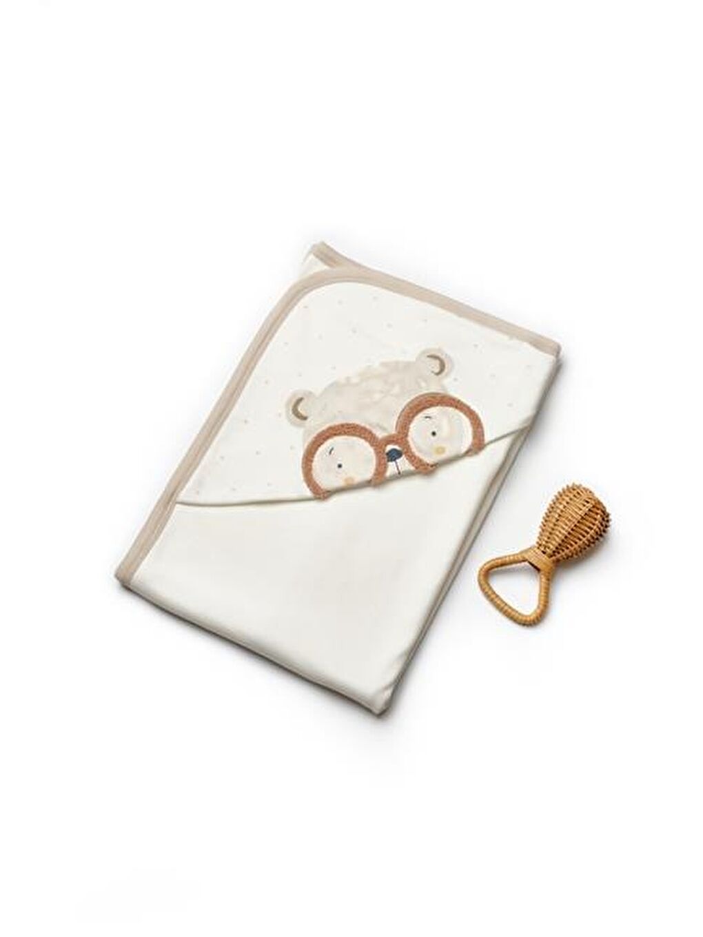 BabyCosy Organic  Ekru Bebek Şapkalı Battaniye %100 Organic Pamuk -Yenidoğan Serisi - CSY8129