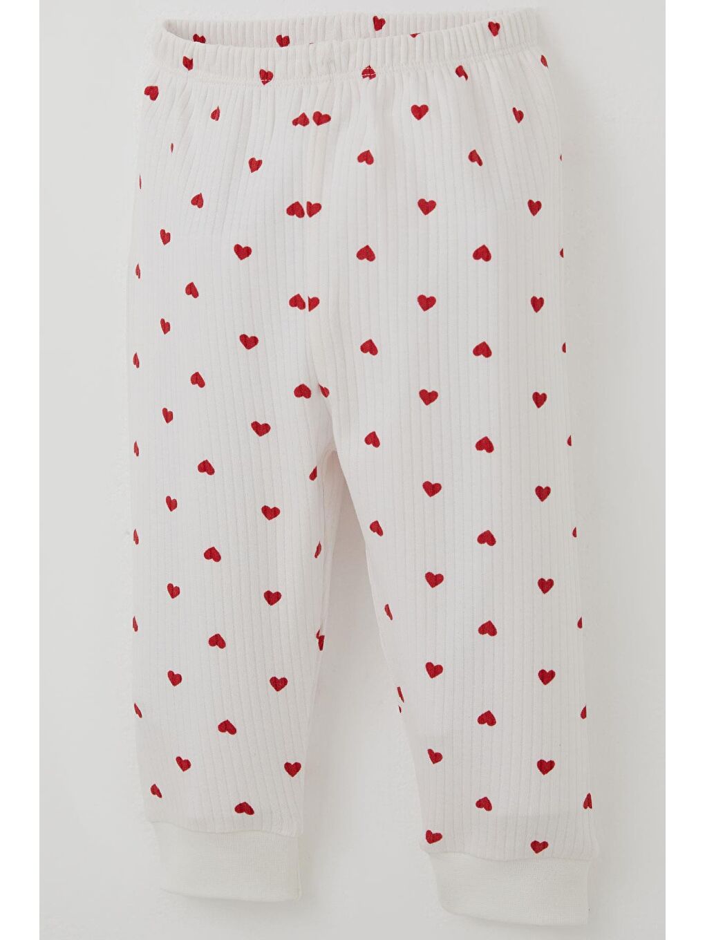 Kız Bebek Pijma Takımı Kalp Desenli Önden Çıtçıtlı Ekru (4 Ay-1 Yaş)-6