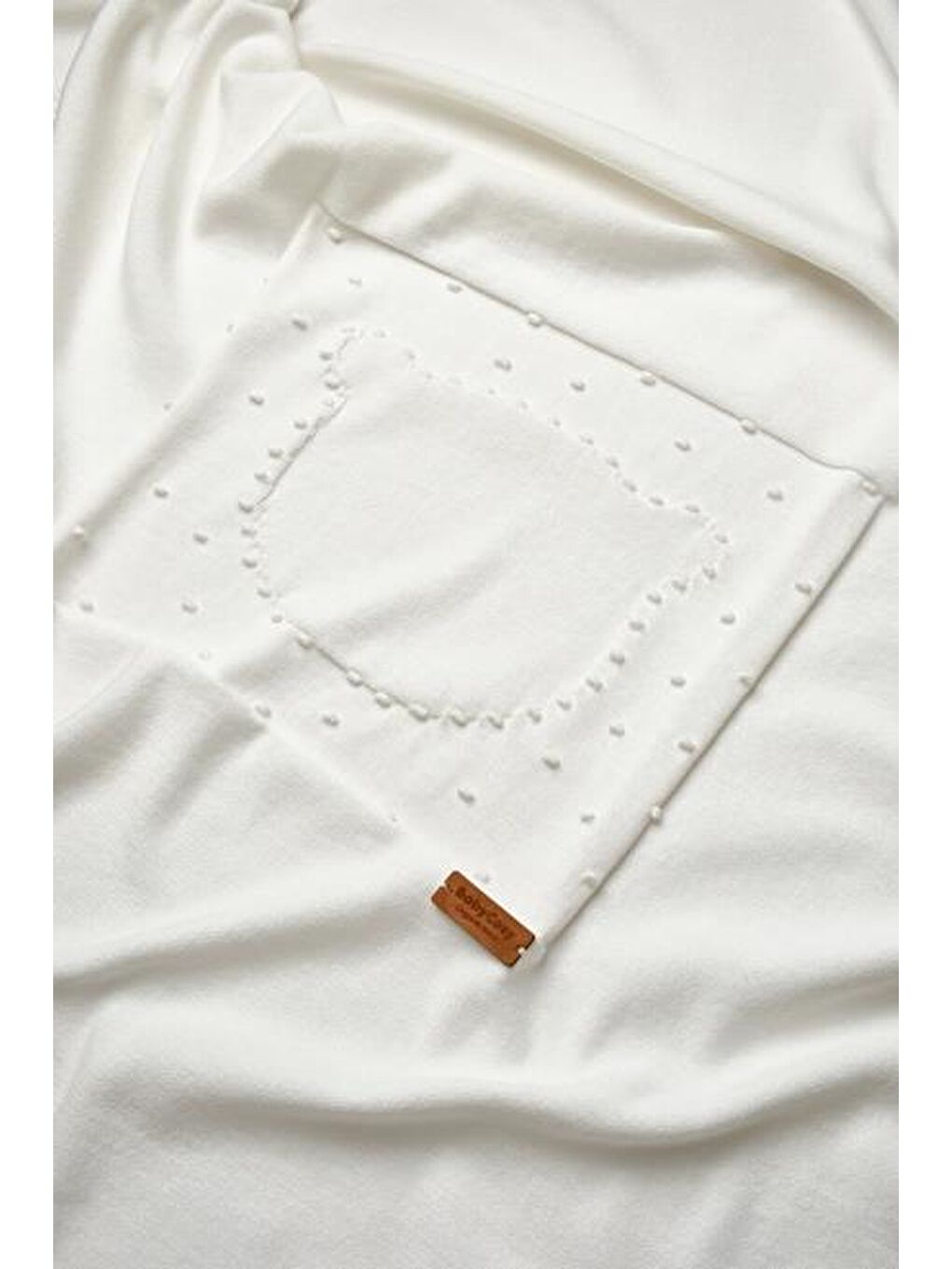 Ekru Bebek Triko Battaniye 85*85cm %100 Organik Pamuk - Yenidoğan Serisi - Csy8131-3