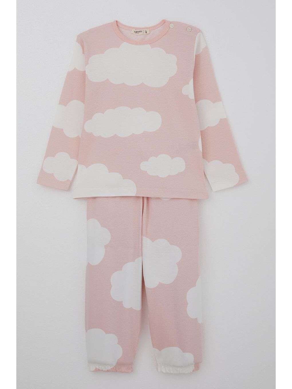 Kız Çocuk Pijama Takımı Bulut Desenli Pembe (1-3 Yaş)