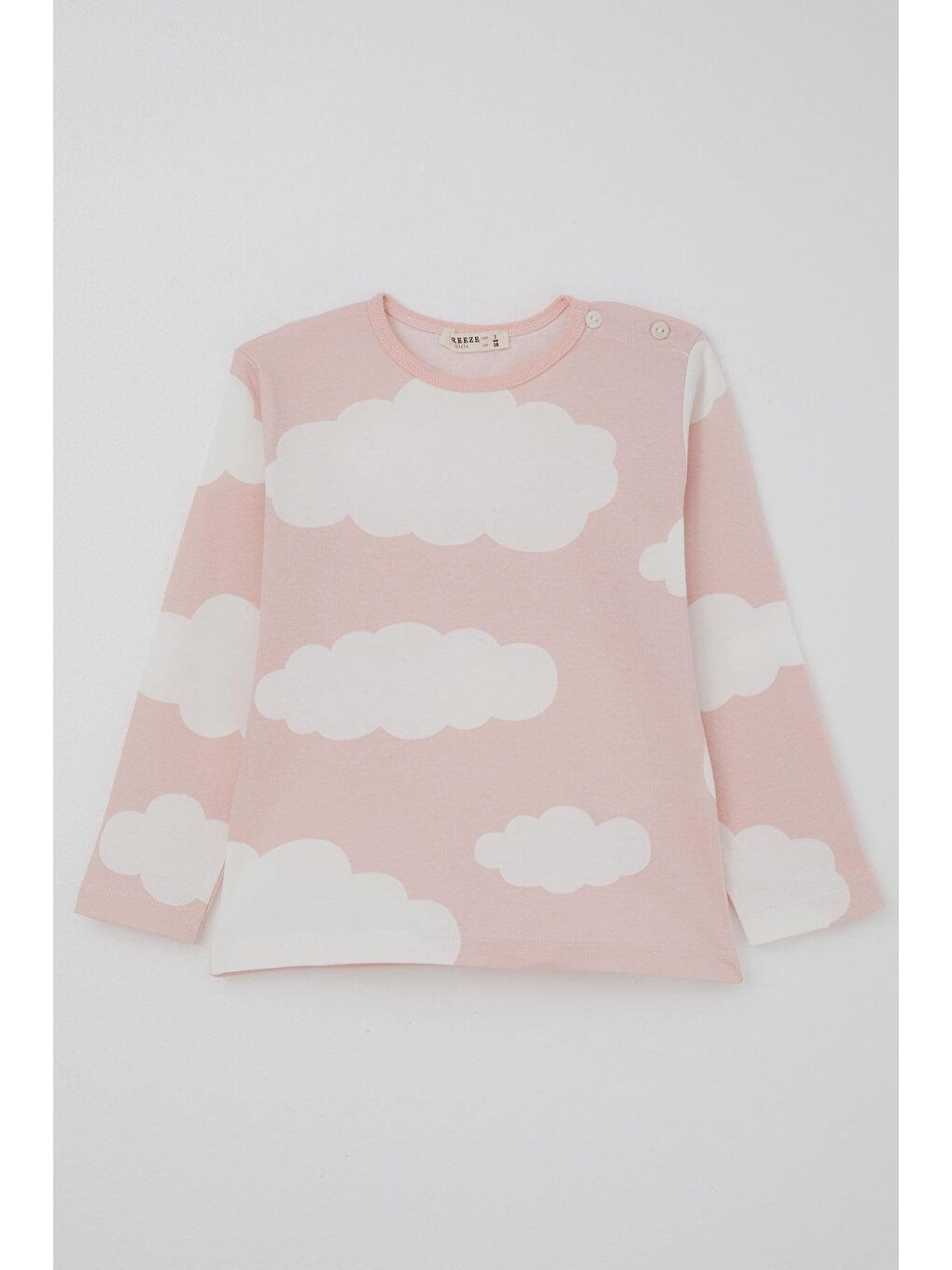 Kız Çocuk Pijama Takımı Bulut Desenli Pembe (1-3 Yaş)-1