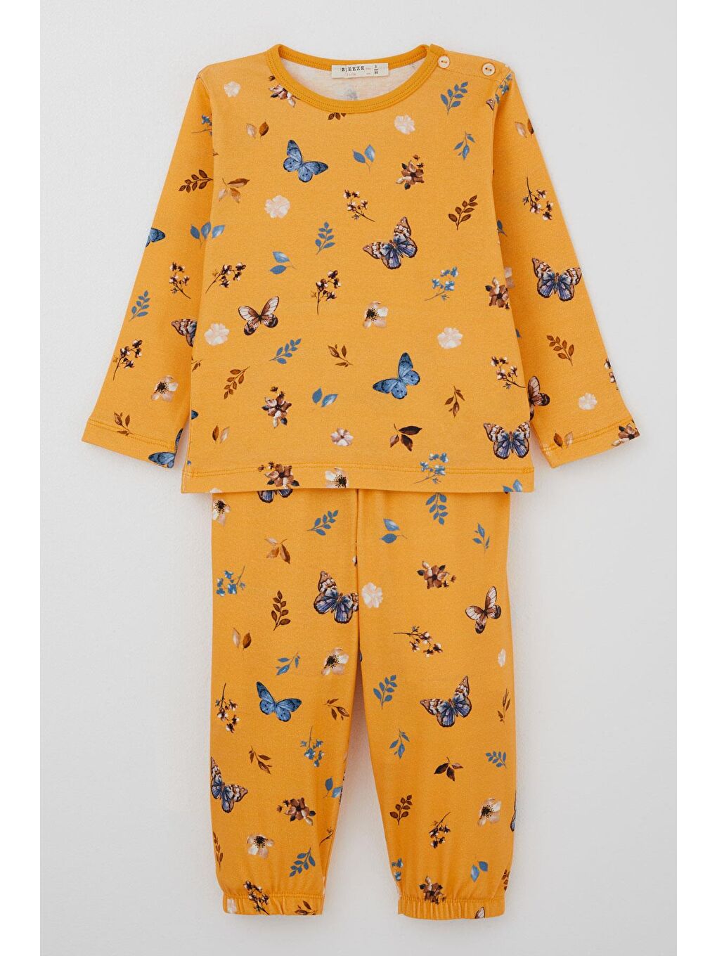 Kız Bebek Pijama Takımı Bahar Temalı Kelebek Rüyası Sarı (9 Ay-3 Yaş)