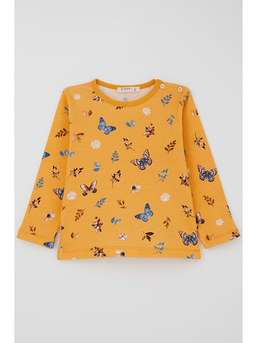 Kız Bebek Pijama Takımı Bahar Temalı Kelebek Rüyası Sarı (9 Ay-3 Yaş)-1